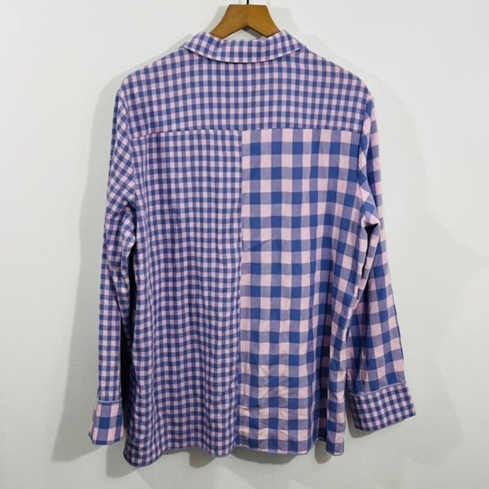 Catalog Favorites Linen Mix Long Sleeve Button Down Flattering Plaid Top XL - Picture 2 of 8